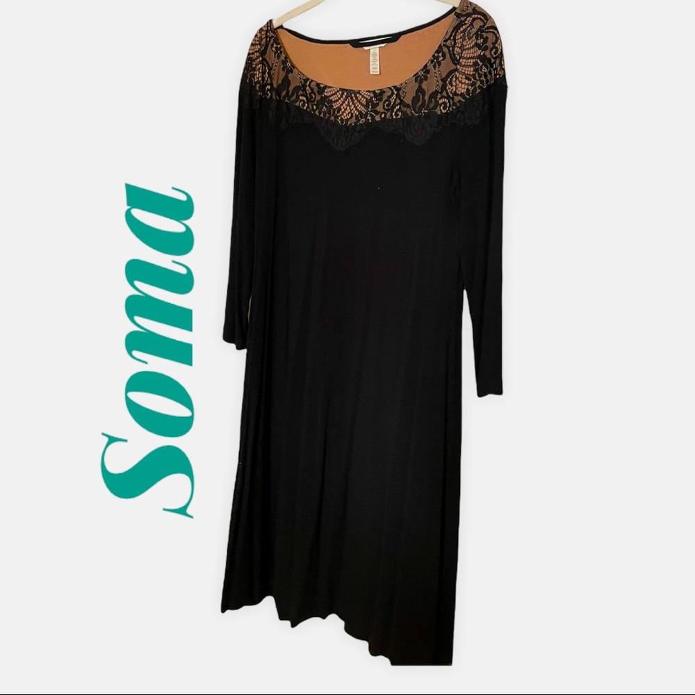 SOMA black dress w lace detailing